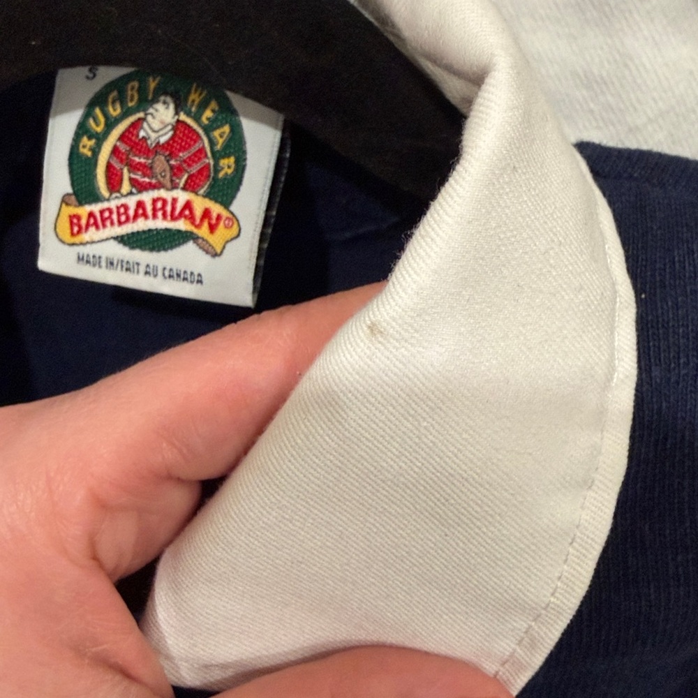 Barbarian vintage rugby wear Navy pink and White Shirt - Picture 6 of 8